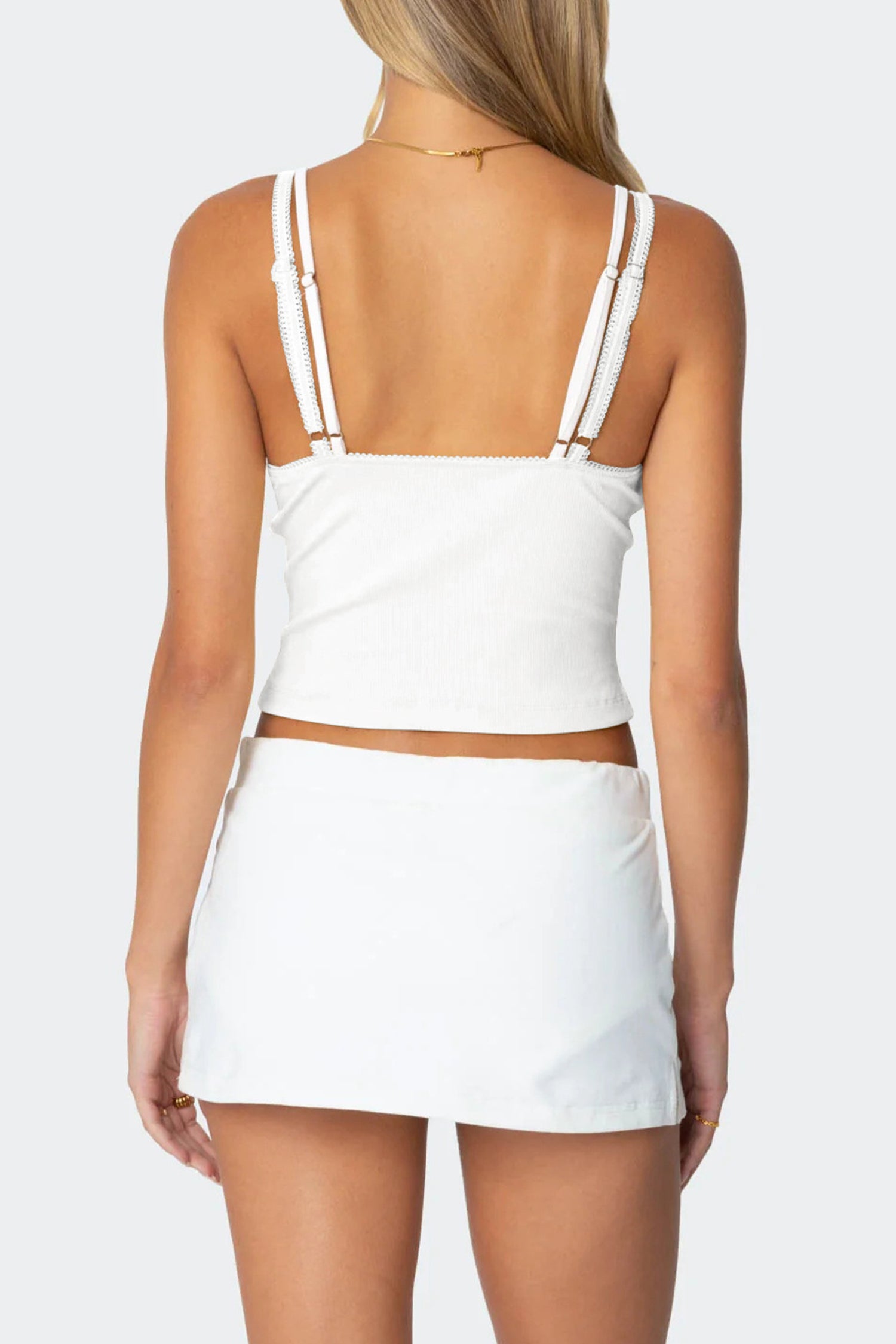 Cakulo Women Lace Trim Camisole Tops Spaghetti Strap Tank Top Ribbed Knit Slim Fit