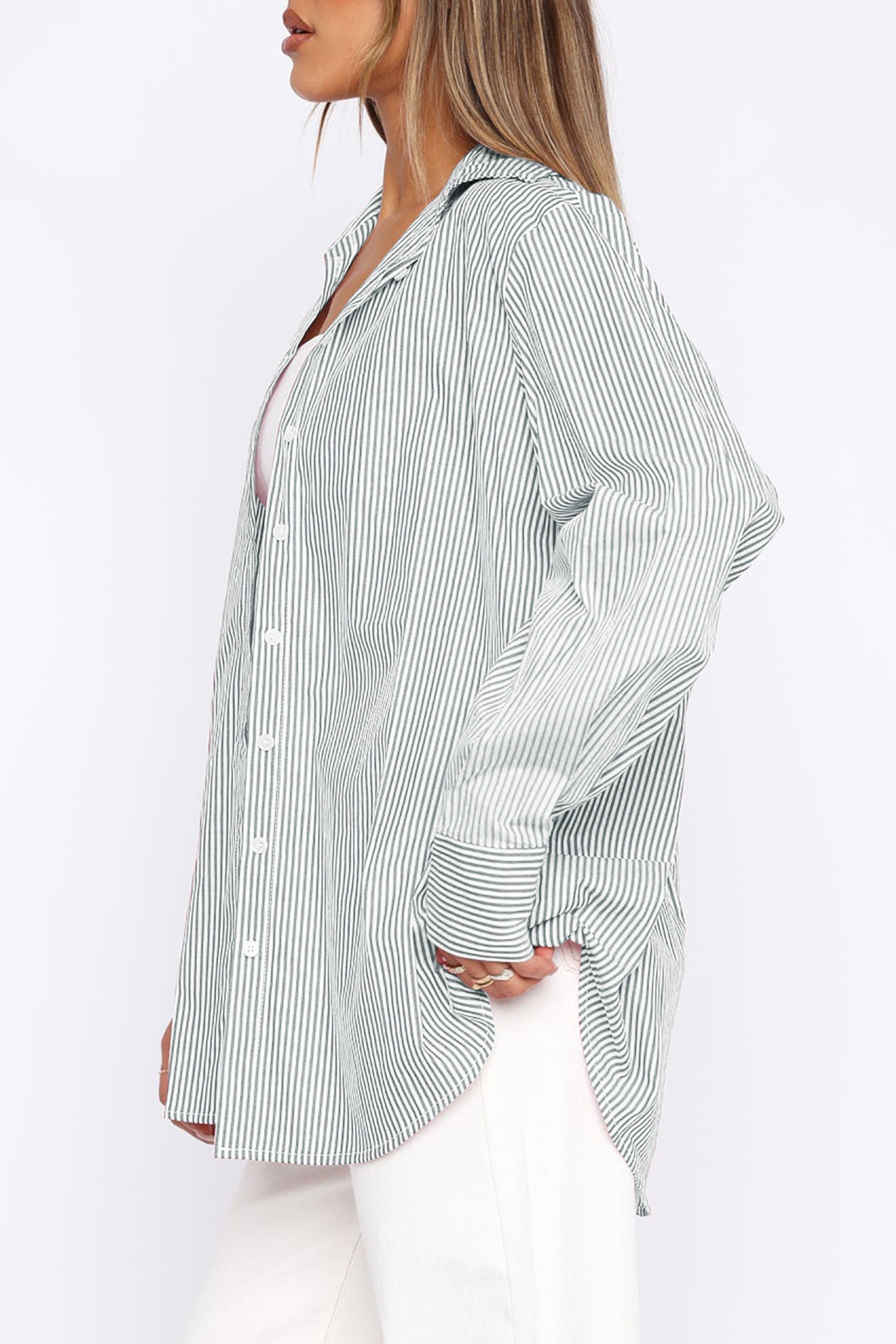 Cakulo Women's Oversized Striped Boyfriend Shirt