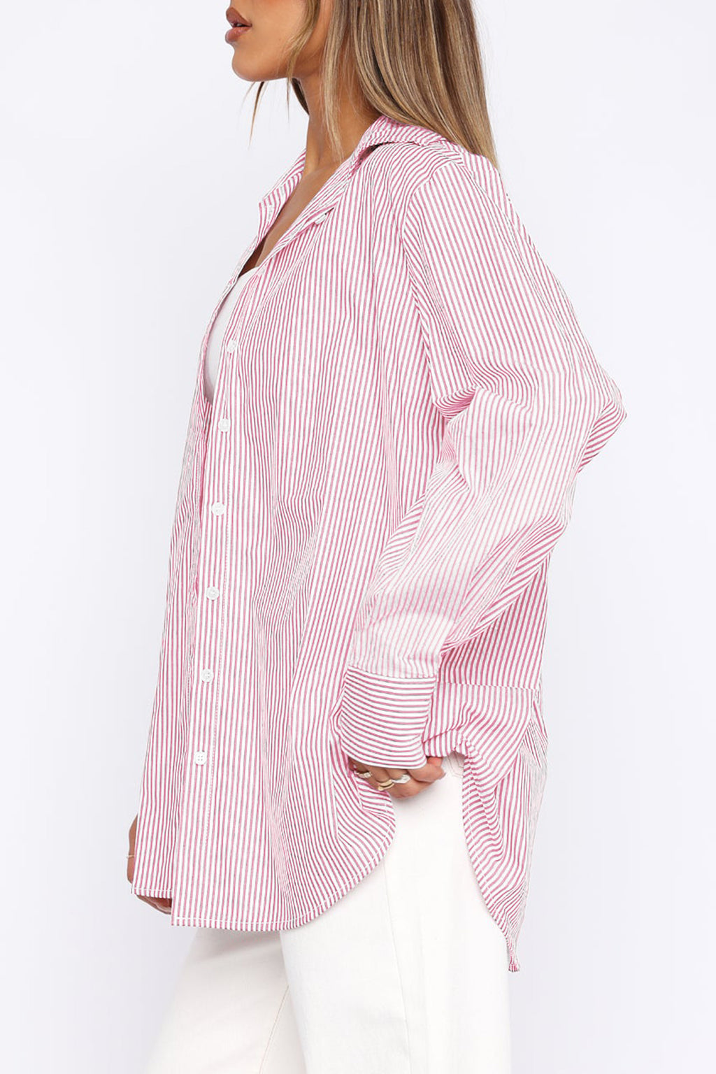 Cakulo Women's Oversized Striped Boyfriend Shirt