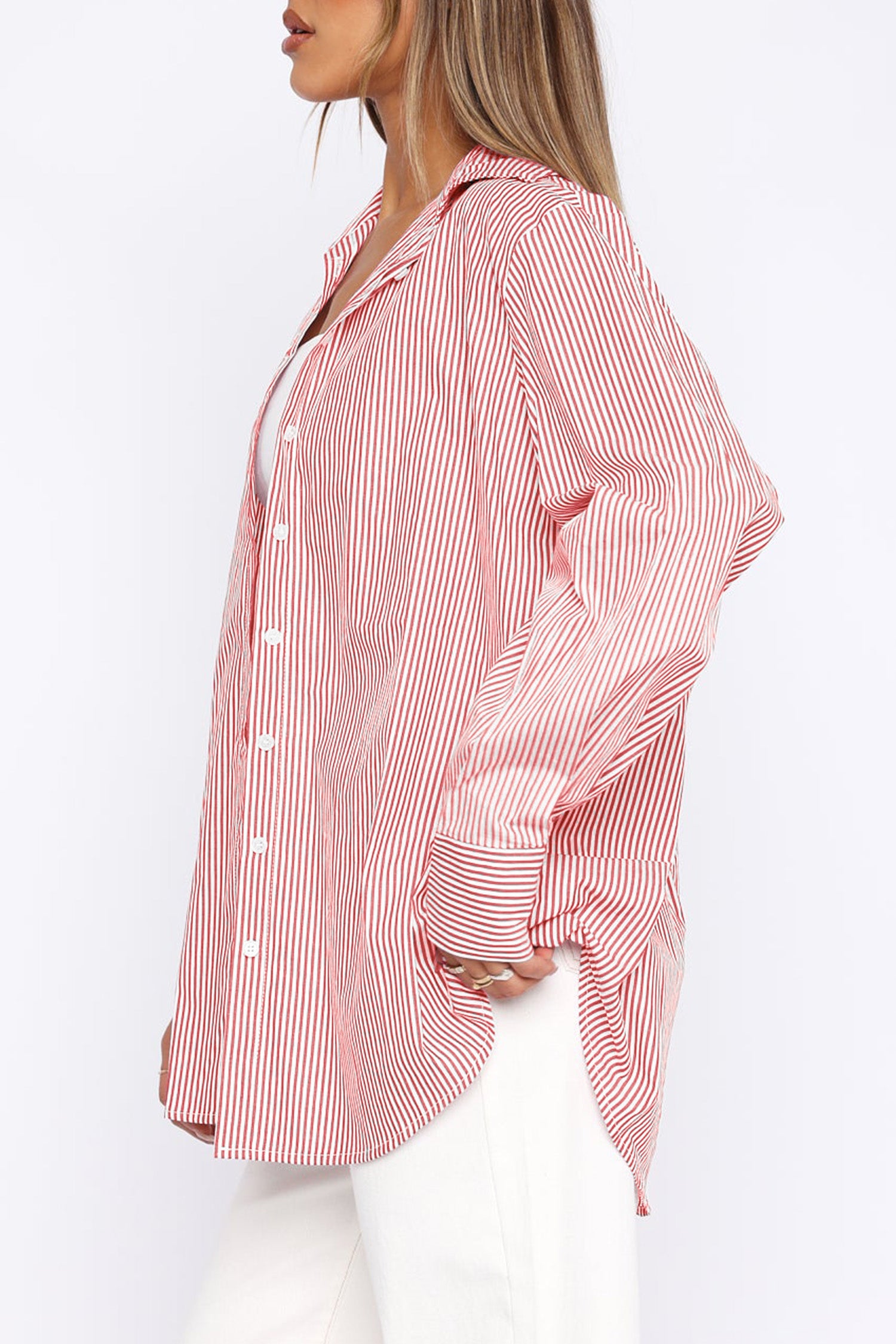 Cakulo Women's Oversized Striped Boyfriend Shirt