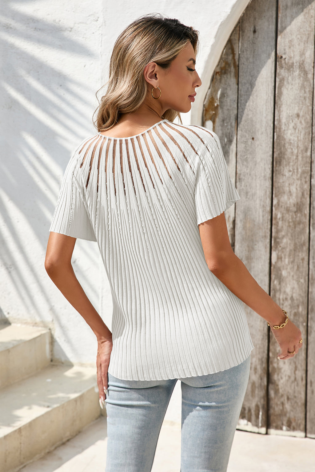 Cakulo Womens Summer Short Sleeve Tops Crew Neck Knit Top T Shirt