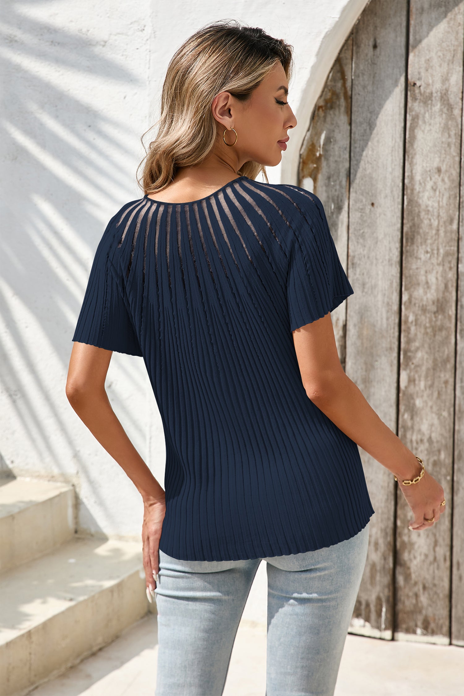 Cakulo Womens Summer Short Sleeve Tops Crew Neck Knit Top T Shirt