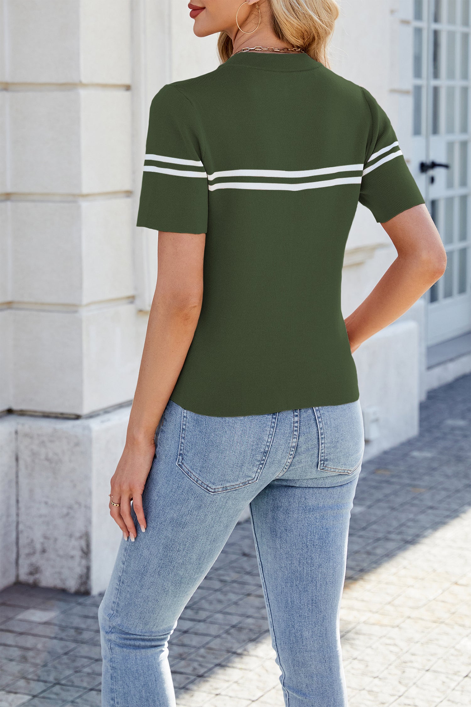 Cakulo Women's Short Sleeve Business Casual Knit Top