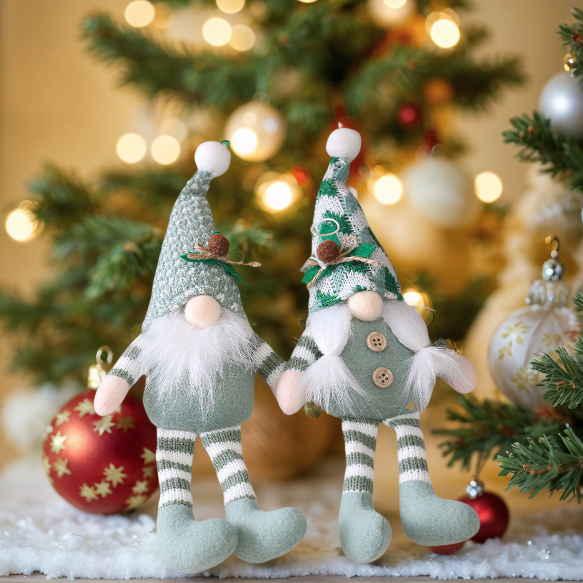 Christmas Decoration Supplies Pendant Striped Knitted Hat Rudolph Hanging Leg Doll Gnome Party Ornament