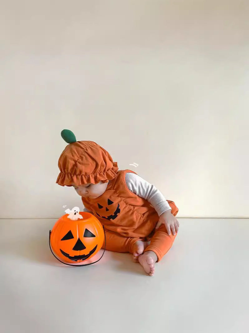 25 Autumn New Korean Version Baby Romper Ins Style Halloween Pumpkin Design Baby Festival Onesie