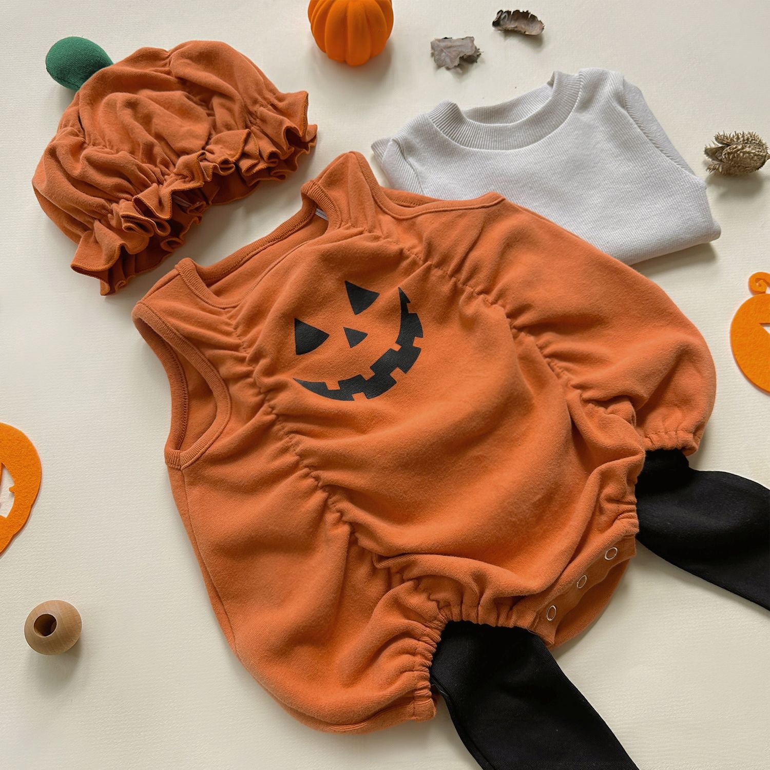 25 Autumn New Korean Version Baby Romper Ins Style Halloween Pumpkin Design Baby Festival Onesie