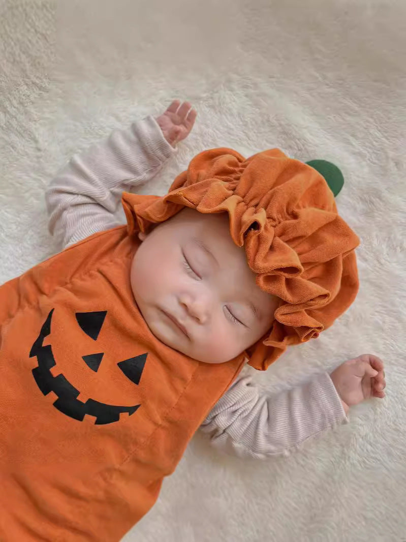 25 Autumn New Korean Version Baby Romper Ins Style Halloween Pumpkin Design Baby Festival Onesie