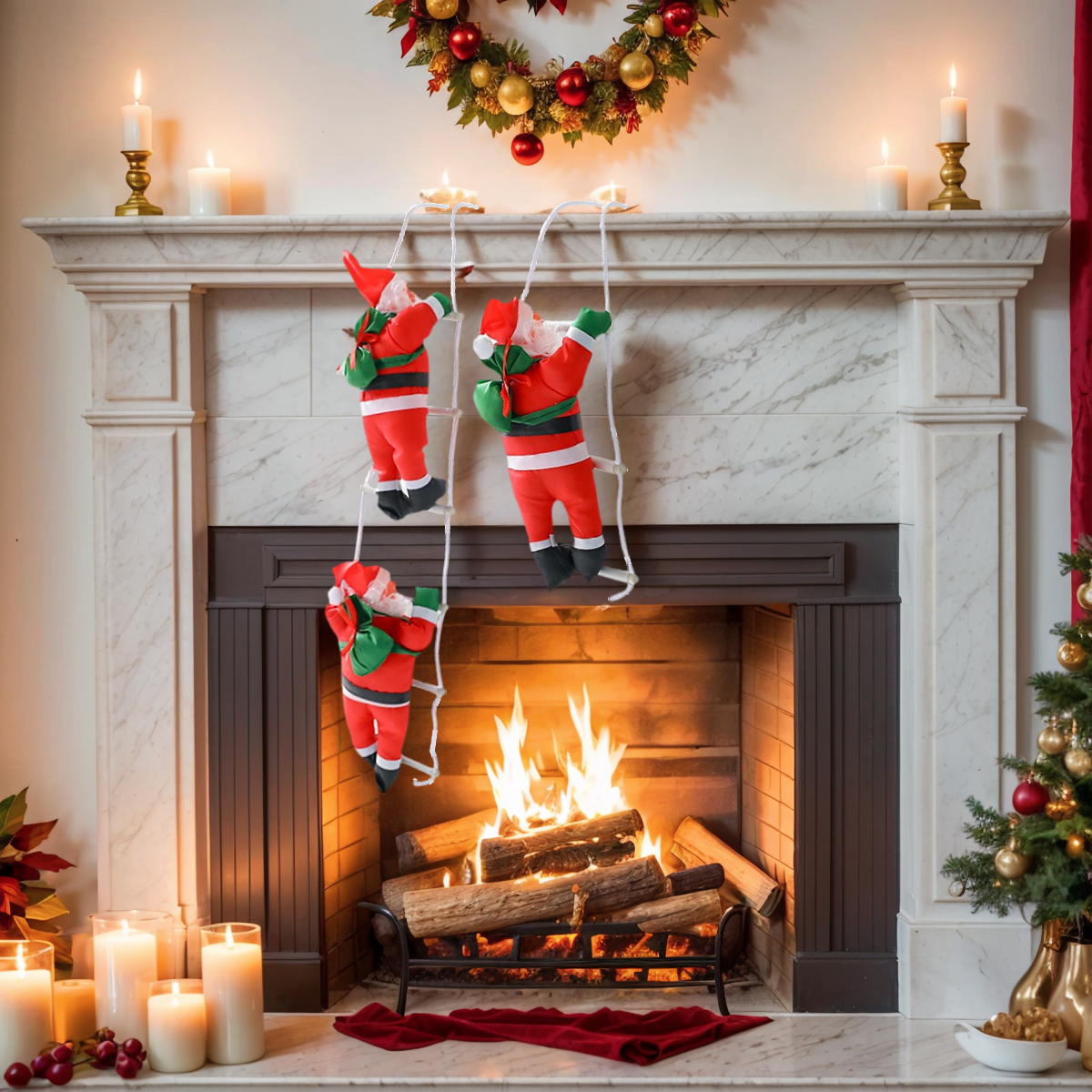 Santa Claus Climbing Ladder Desktop Creative Ornament Christmas Decoration Scene Setup Hanging Christmas Tree Decoration