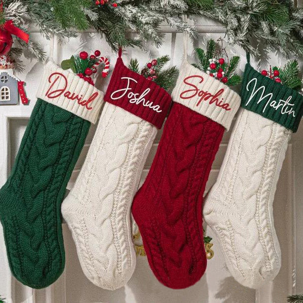 Hot-Selling Christmas Gift Custom Christmas Decoration Embroidered Stockings/Leather Patch Christmas Socks