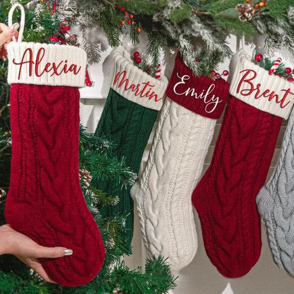 Hot-Selling Christmas Gift Custom Christmas Decoration Embroidered Stockings/Leather Patch Christmas Socks