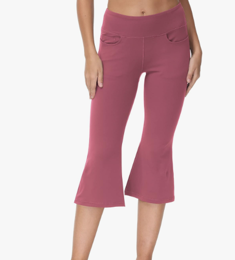 Cakulo Women's Plus Size Yoga Flare Capris