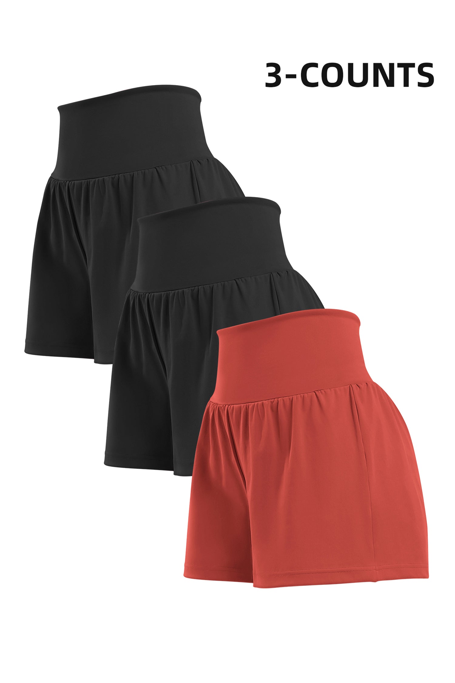 Cakulo High Waist Fake 3 Piece Yoga Women's Shorts With Invisible Pocket Breathable & Quick  Dry for Fitness