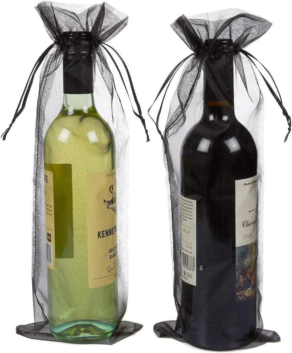 Cakulo 20pcs  Organza Wine Bags 5.5x14.5in Drawstring for Wedding Baby Shower