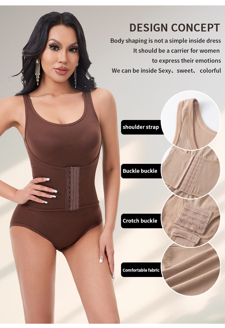 Cakulo Women's One-Piece Shapewear Double-Layer Abdomen Control