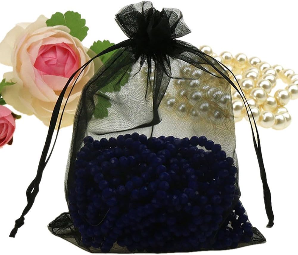 Cakulo 50pcs 6.7x9in Organza Bags Drawstring for Jewelry Candles Wine