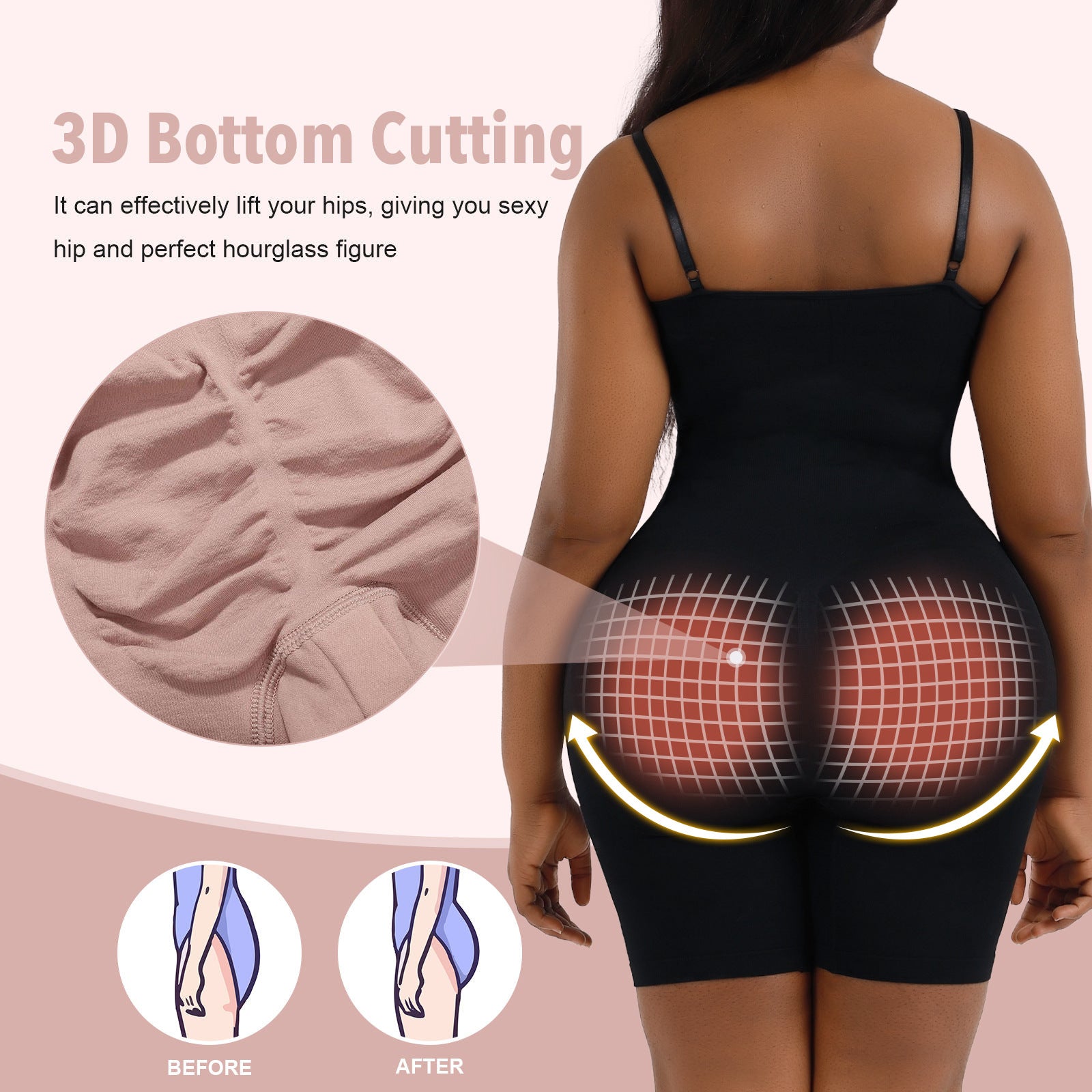 Cakulo Plus Size Postpartum Hip Lifting Seamless Full Body Belly Contraction One Piece Shapewear