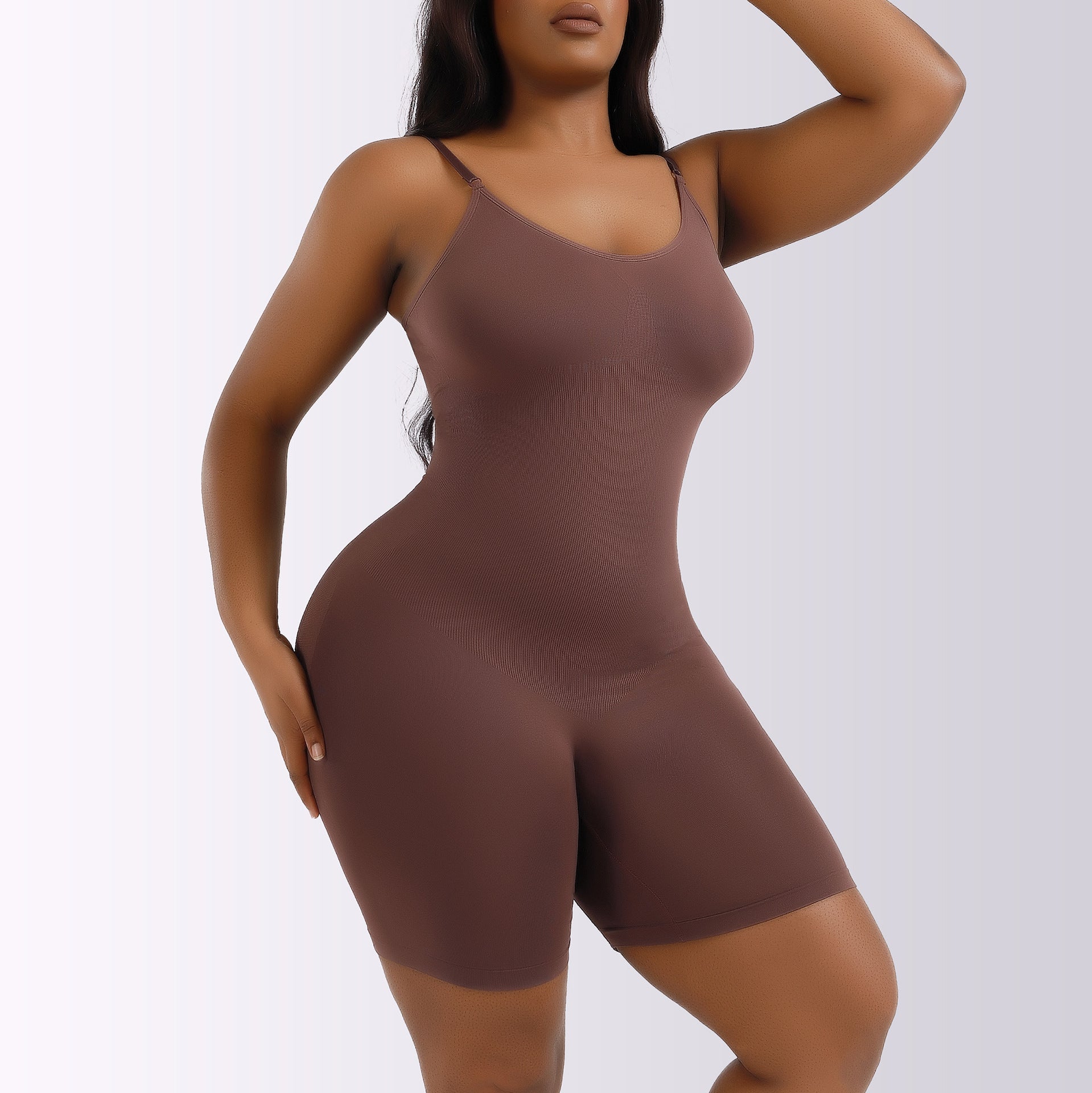 Cakulo Plus Size Postpartum Hip Lifting Seamless Full Body Belly Contraction One Piece Shapewear