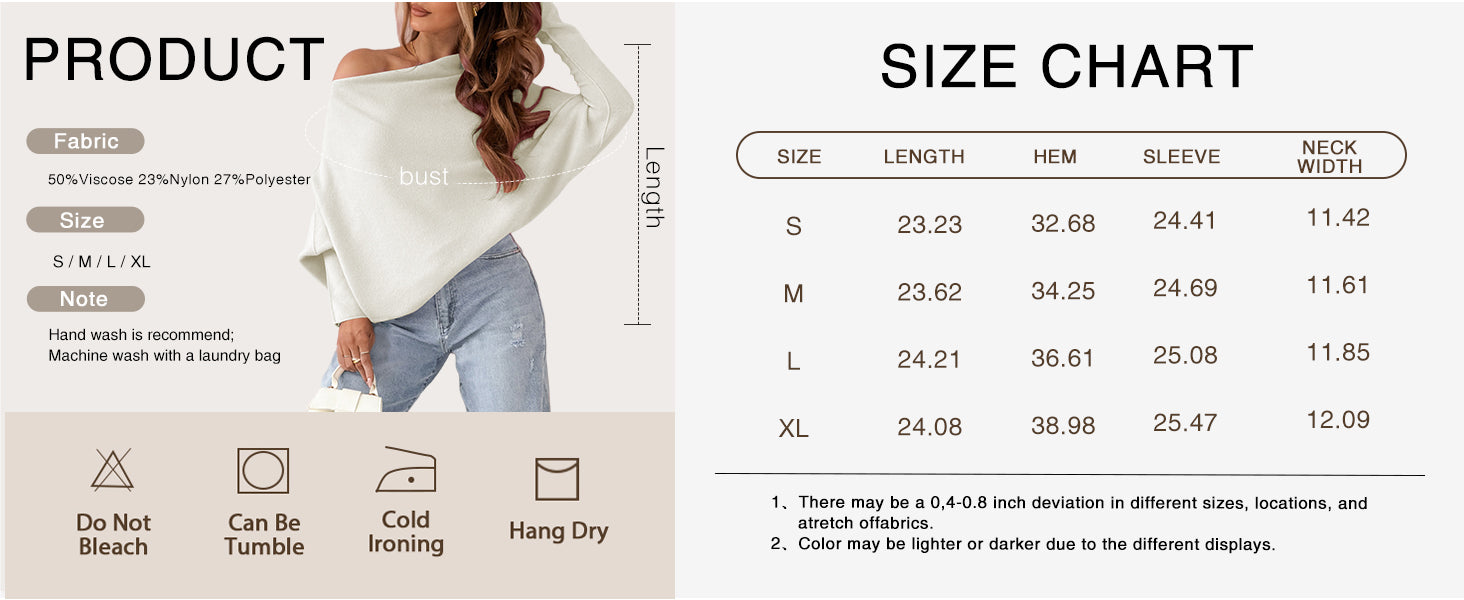 Cakulo Womens Off - The - Shoulder Lightweight Oversized Knit Pullover, Ideal for Fall Looks