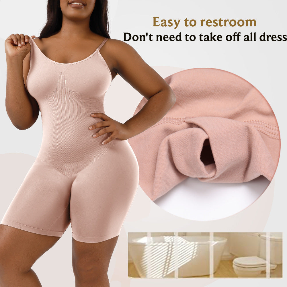 Cakulo Plus Size Postpartum Hip Lifting Seamless Full Body Belly Contraction One Piece Shapewear