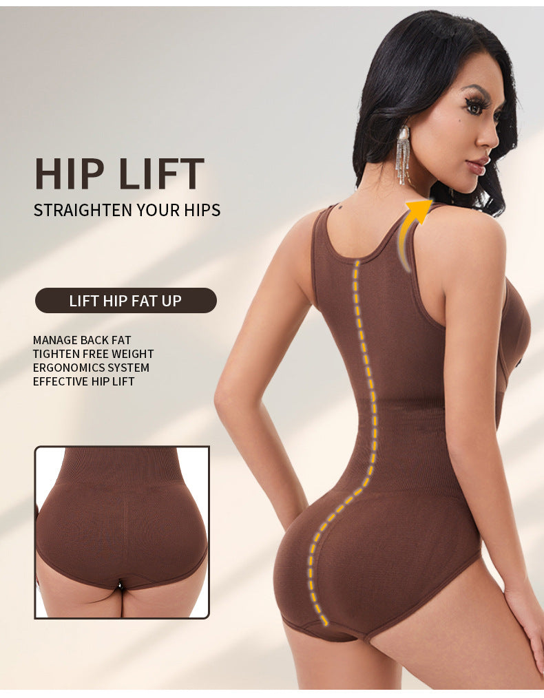 Cakulo Women's One-Piece Shapewear Double-Layer Abdomen Control