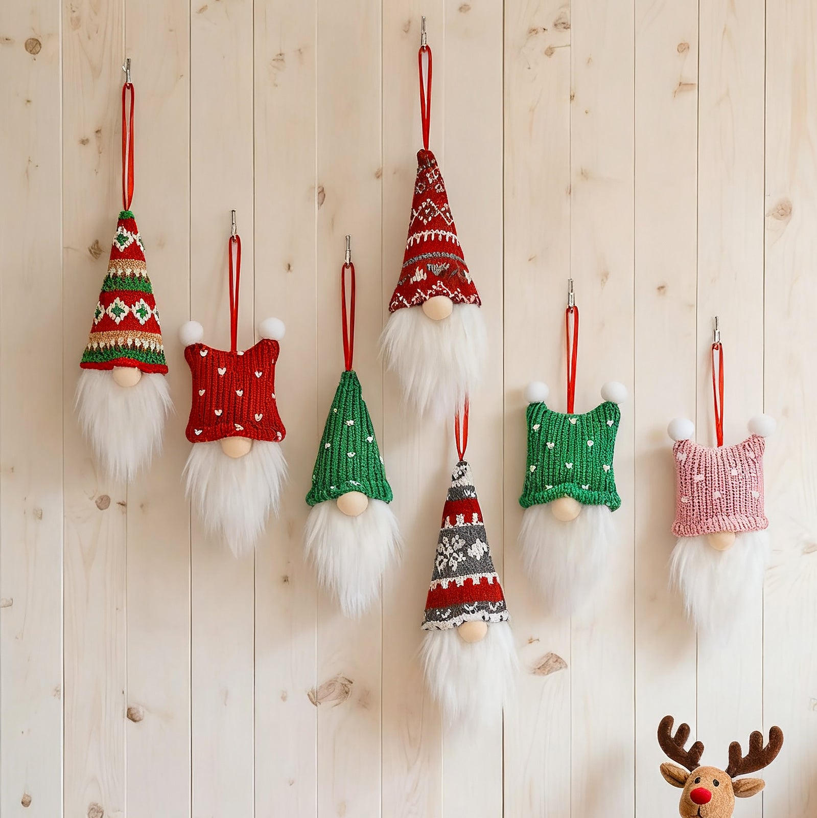 3-Piece Mingguan Christmas Nordic Style Knitted Gnome Pendant Set Christmas Decorations Gnome Figurine Ornaments