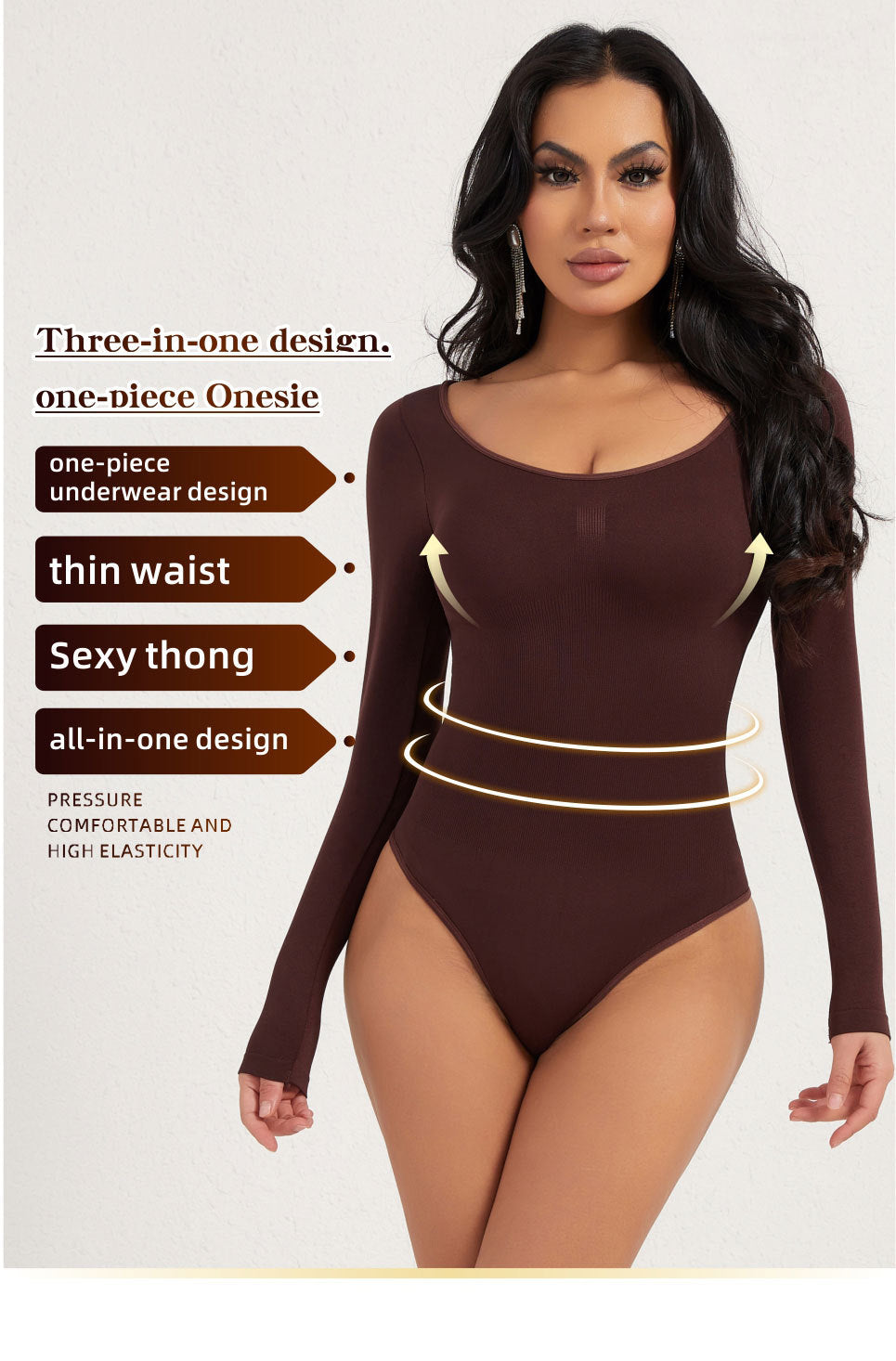 Cakulo Butt-Lifting Waist-Cinching Seamless Short-Sleeve Thong Shapewear Bodysuit