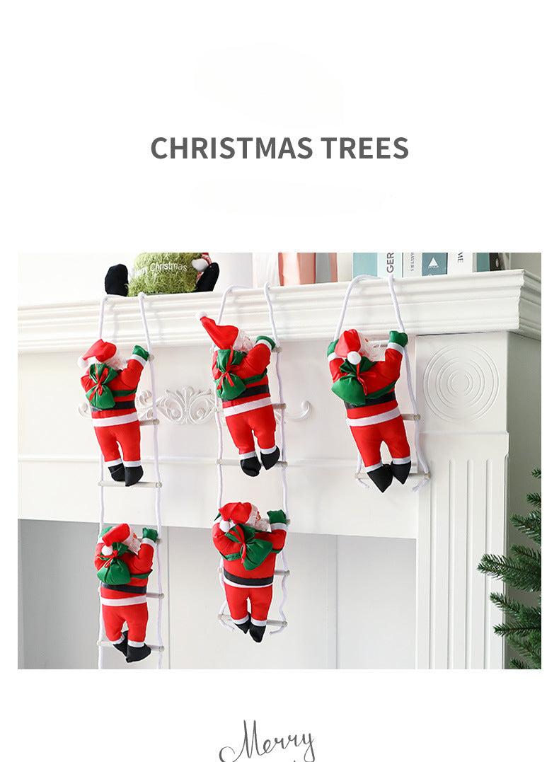 Santa Claus Climbing Ladder Desktop Creative Ornament Christmas Decoration Scene Setup Hanging Christmas Tree Decoration