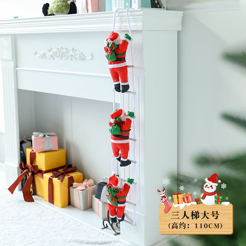 Santa Claus Climbing Ladder Desktop Creative Ornament Christmas Decoration Scene Setup Hanging Christmas Tree Decoration