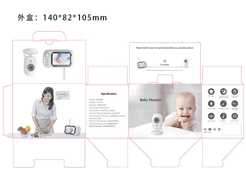3.5inch Baby Monitor Caregiver Baby Monitor 603 Upgraded Model with Camera