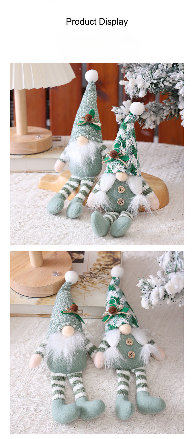 Christmas Decoration Supplies Pendant Striped Knitted Hat Rudolph Hanging Leg Doll Gnome Party Ornament