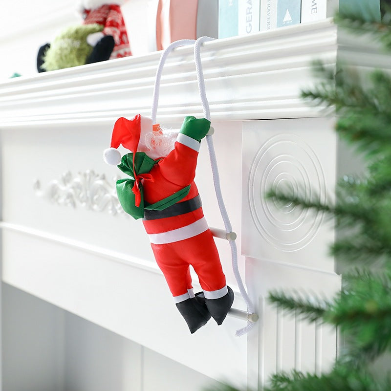 Santa Claus Climbing Ladder Desktop Creative Ornament Christmas Decoration Scene Setup Hanging Christmas Tree Decoration