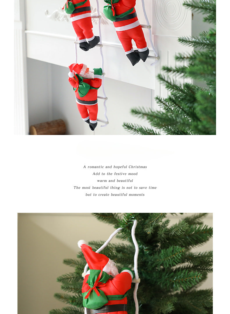 Santa Claus Climbing Ladder Desktop Creative Ornament Christmas Decoration Scene Setup Hanging Christmas Tree Decoration