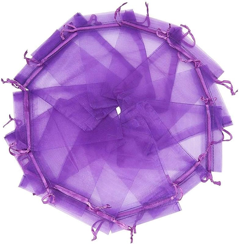 Cakulo 50pcs 6.7x9in Organza Bags Drawstring for Jewelry Candles Wine