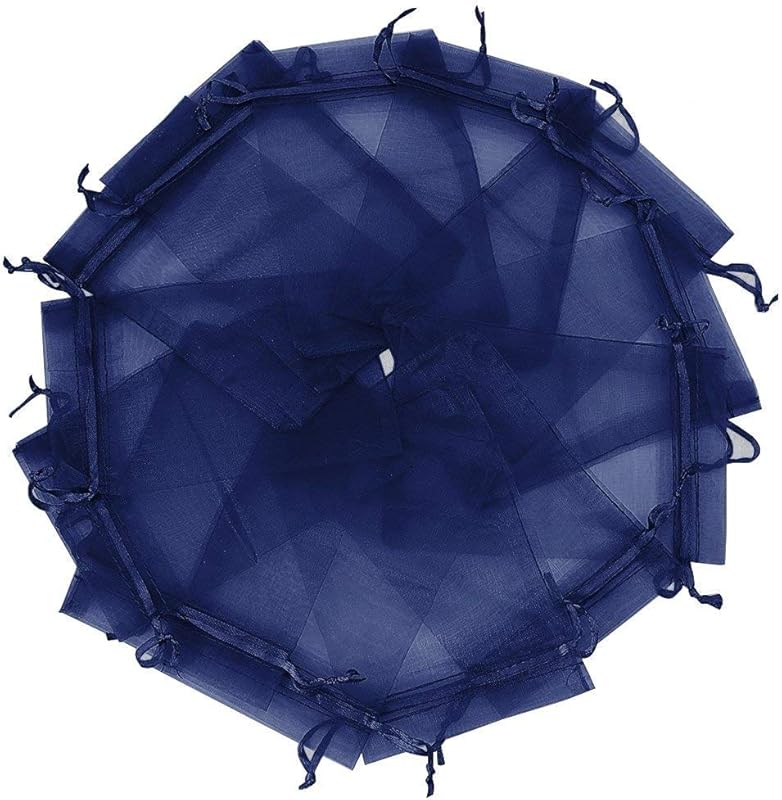 Cakulo 100pcs Grey Organza Bags 5x7in Drawstring Jewelry Party Wedding Favors