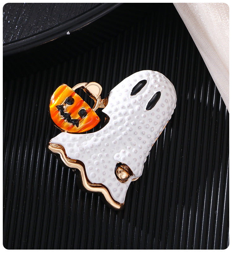 3pieces Fashion Halloween New Brooch White Ghost Horror Pumpkin Head Pin Brooch Fun Holiday Accessory