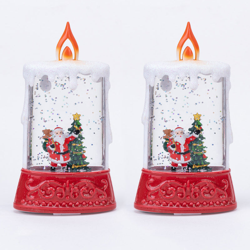 Christmas Glowing Water-Filled Candle Small Lantern Decoration Gift Elderly Water Feature Lamp Desktop Ornament Christmas Tree Arrangement