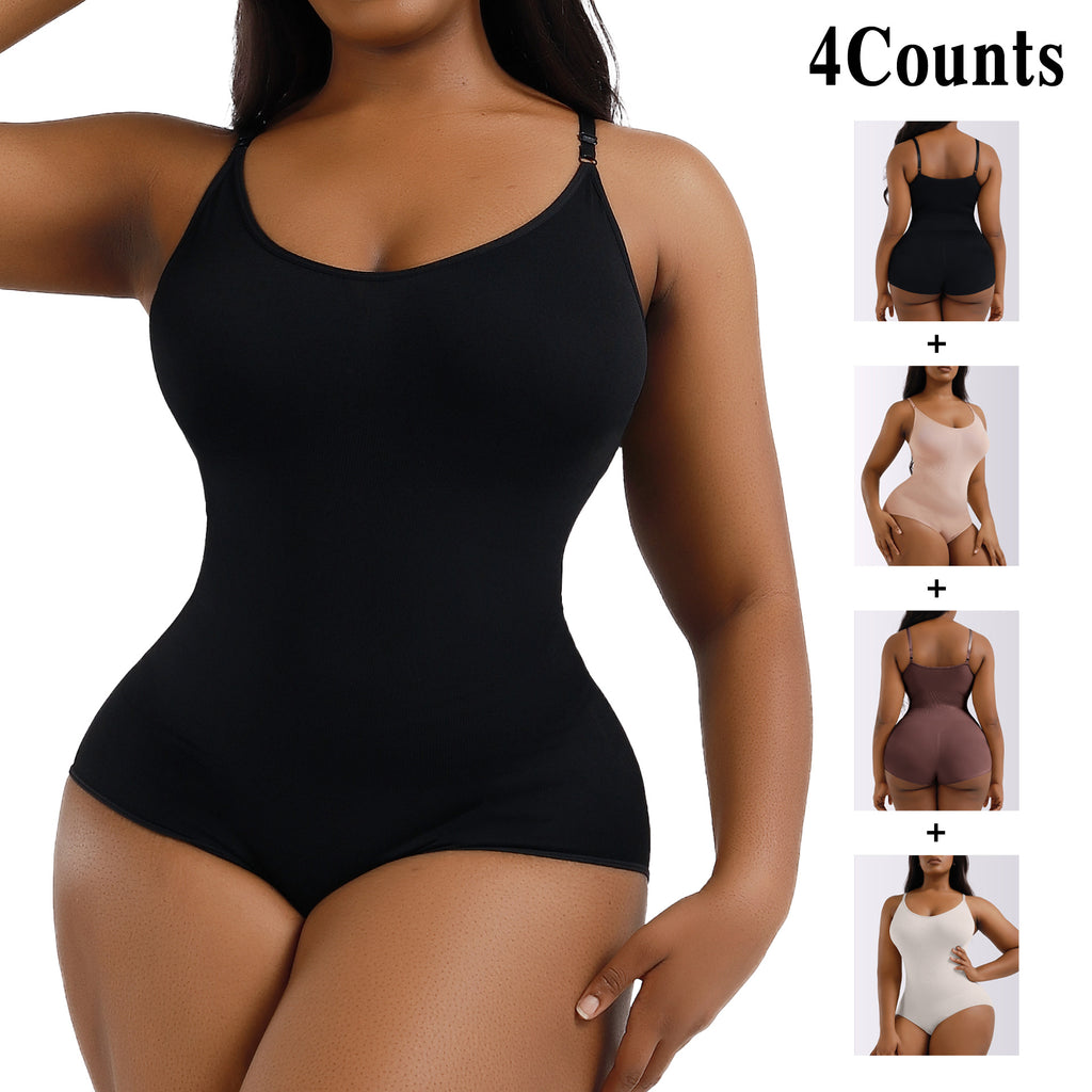 Cakulo Plus Size Postpartum Hip Lifting Seamless Full Body Belly Contraction One Piece Shapewear