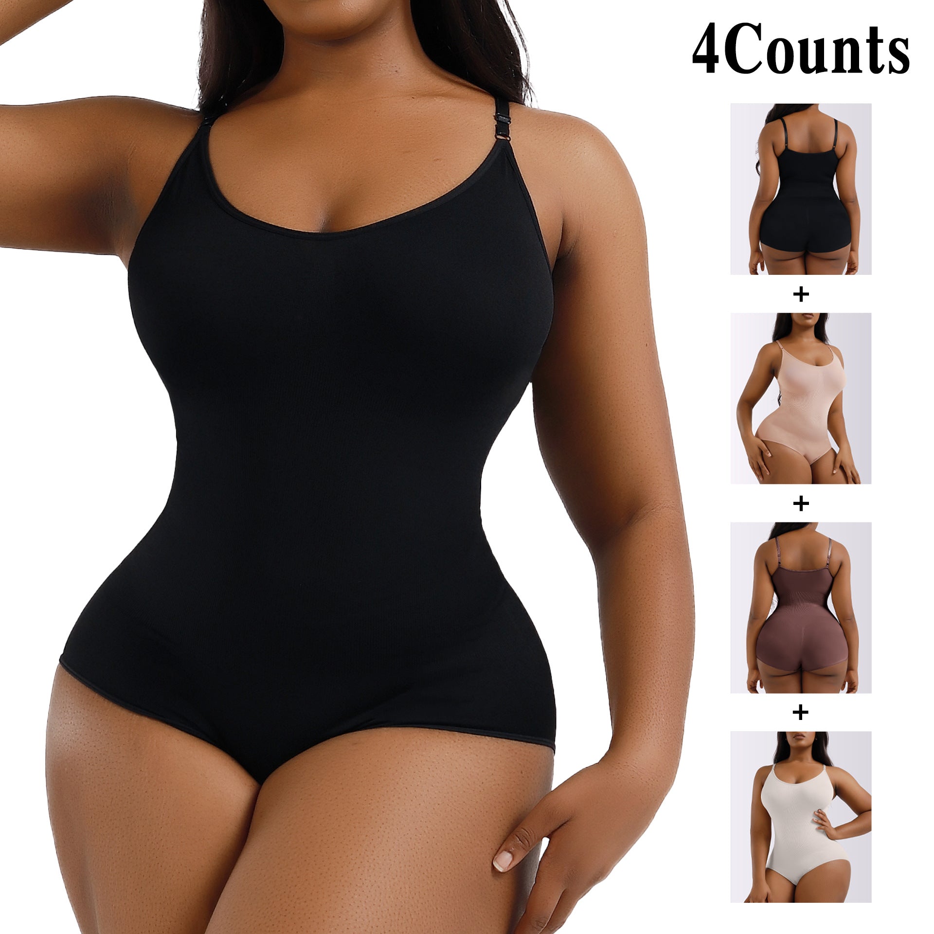 Cakulo Plus Size Postpartum Hip Lifting Seamless Full Body Belly Contraction One Piece Shapewear