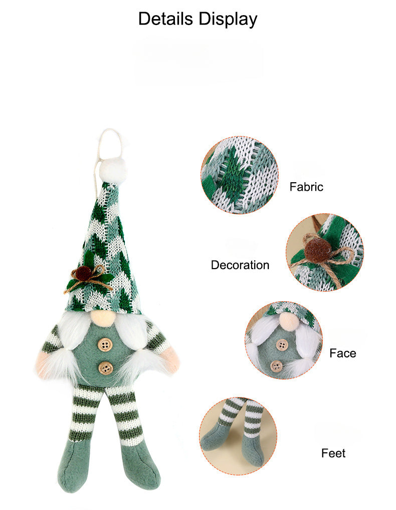 Christmas Decoration Supplies Pendant Striped Knitted Hat Rudolph Hanging Leg Doll Gnome Party Ornament