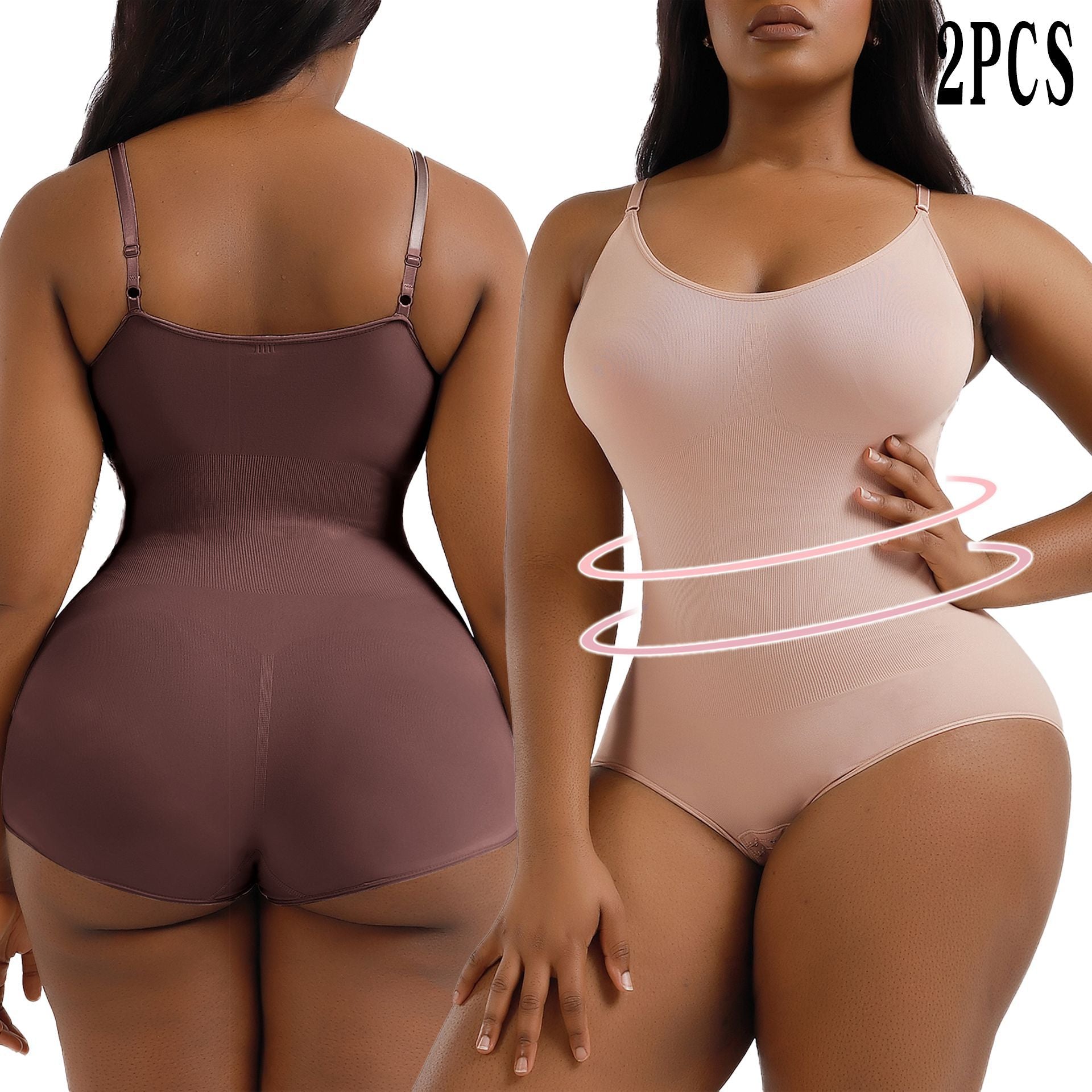 Cakulo Plus Size Postpartum Hip Lifting Seamless Full Body Belly Contraction One Piece Shapewear