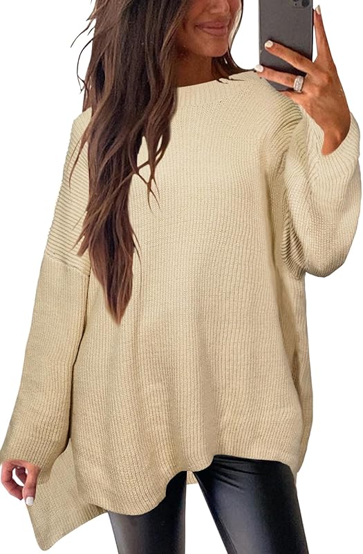 CAKULO Women's Batwing Oversized Loose Fall Knitted Pullover