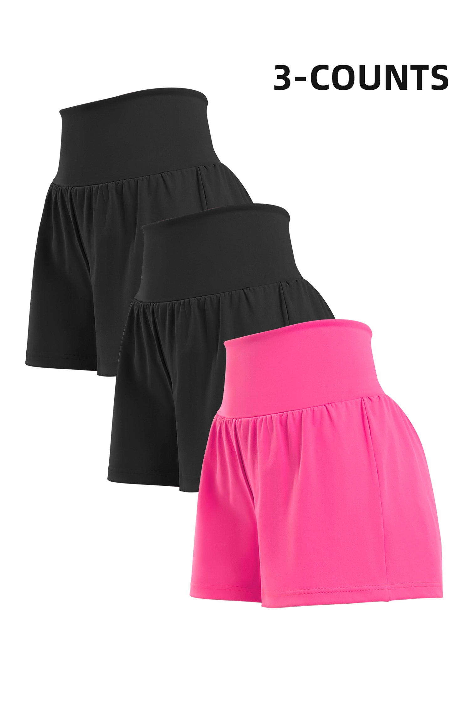 Cakulo High Waist Fake 3 Piece Yoga Women's Shorts With Invisible Pocket Breathable & Quick  Dry for Fitness
