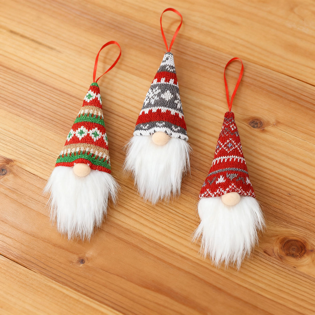 3-Piece Mingguan Christmas Nordic Style Knitted Gnome Pendant Set Christmas Decorations Gnome Figurine Ornaments