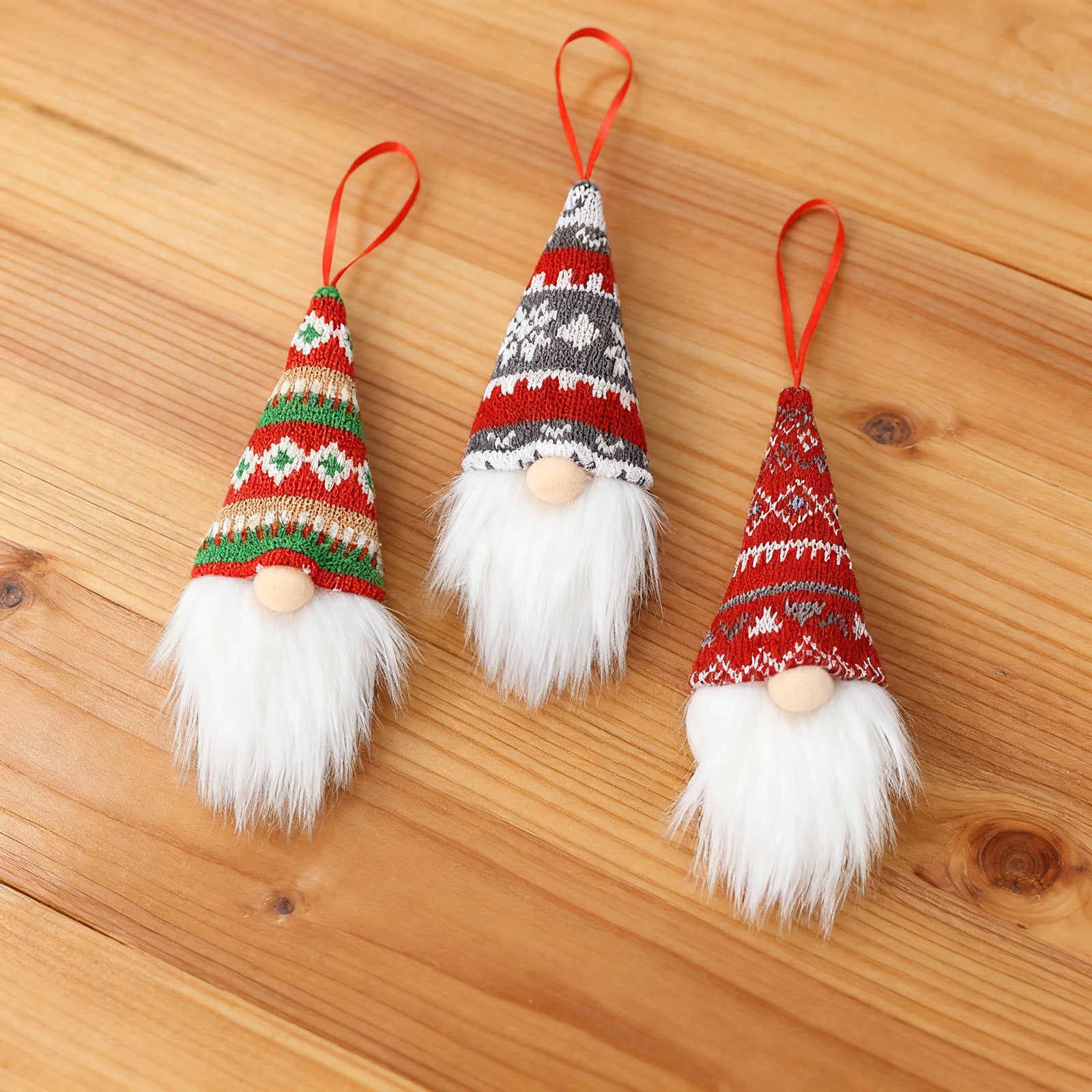 3-Piece Mingguan Christmas Nordic Style Knitted Gnome Pendant Set Christmas Decorations Gnome Figurine Ornaments