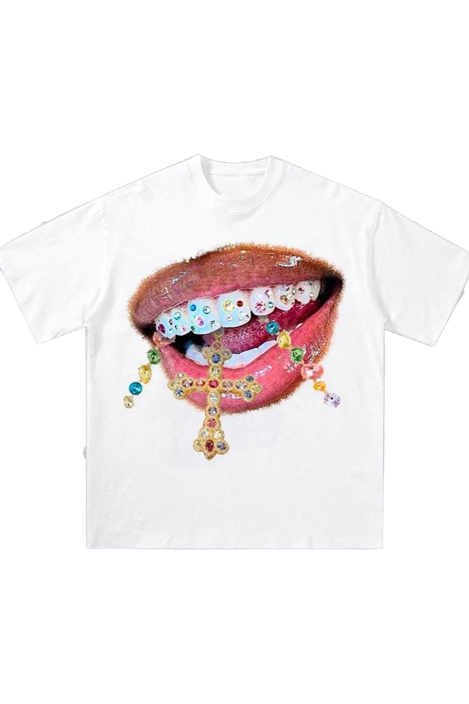 Cakulo Women's Colorful Lip Print T-Shirt - Y2K Streetwear Summer Tee