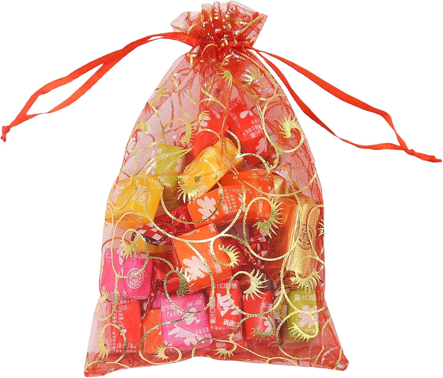Cakulo 100PCS 4x6 Organza Mesh Bags: Drawstring Sheer Pouches for Jewelry/Wedding Gifts