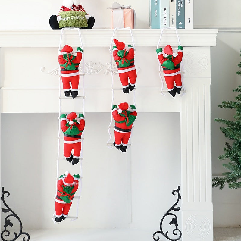 Santa Claus Climbing Ladder Desktop Creative Ornament Christmas Decoration Scene Setup Hanging Christmas Tree Decoration