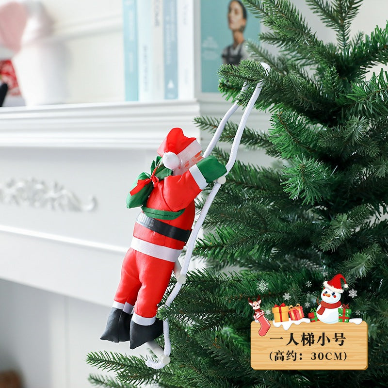 Santa Claus Climbing Ladder Desktop Creative Ornament Christmas Decoration Scene Setup Hanging Christmas Tree Decoration