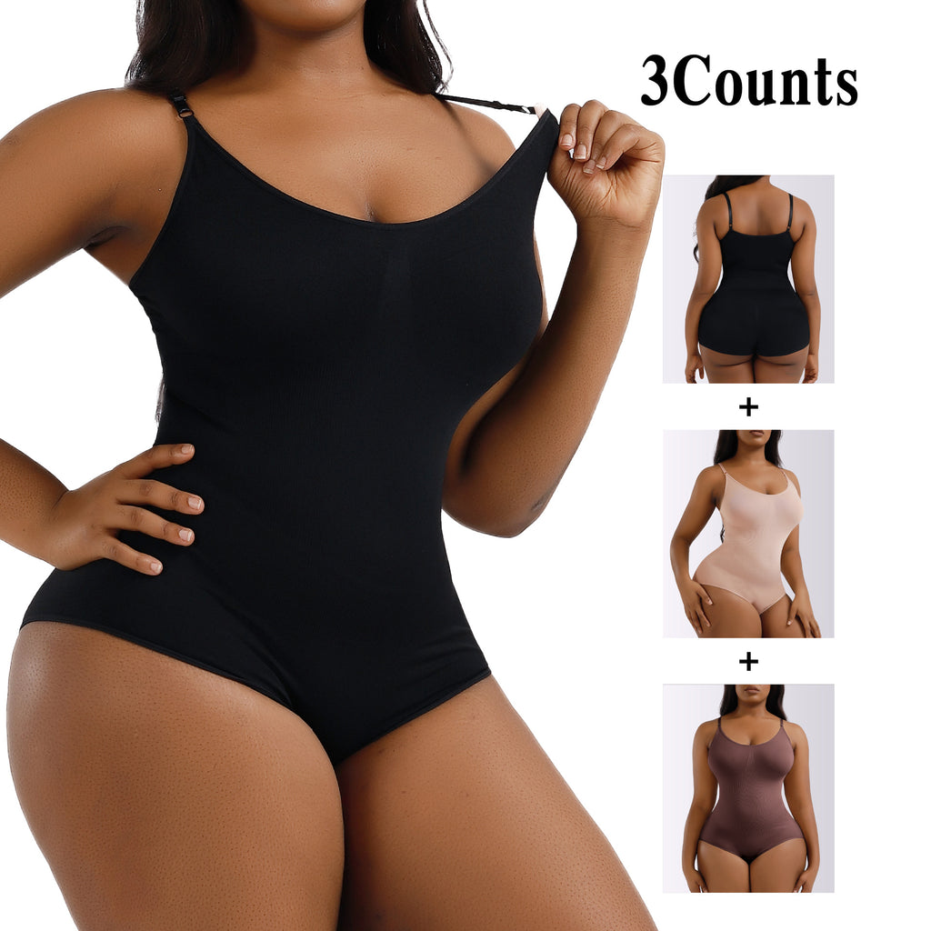Cakulo Plus Size Postpartum Hip Lifting Seamless Full Body Belly Contraction One Piece Shapewear