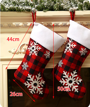 Christmas Supplies Red and Black Checkered Snowflake Christmas Socks Christmas Tree Decoration Children's Holiday Gift Socks Candy Socks